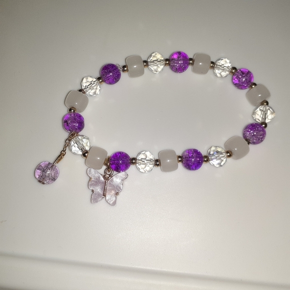 NWT (Set of 2) Purple & Pink Butterfly Fashion Charm Bracelets - Picture 4 of 8
